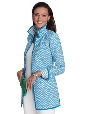 Nina McLemore • Reversible Chevron Bargello Car Coat Jacket || Size 16